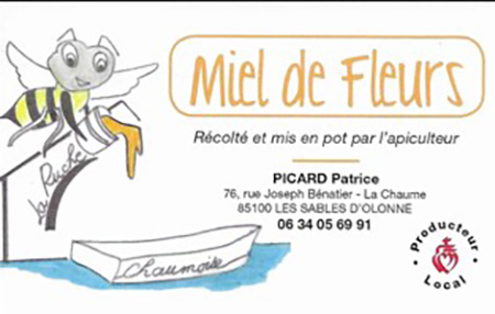 Vente de miel de fleurs récolté et mis en pot par l'apiculteur